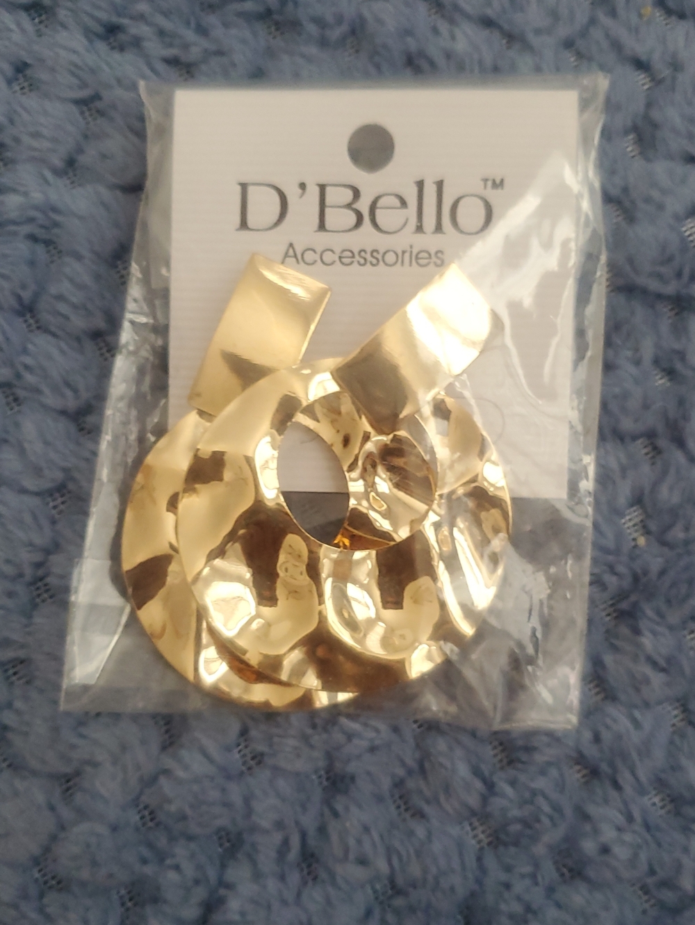 D'Bello Gold Textured Drop Earrings